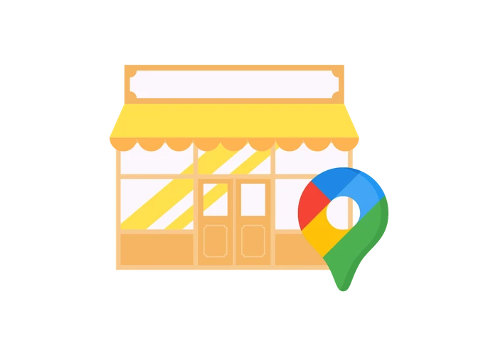 店舗とGoogleマップのピン。地図上で見つけてもらえる状態